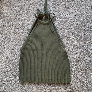Green Knit crop top
